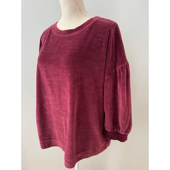 Garnet Hill Women's Moonrise Velour Pullover Sweater Oversized Boxy Size Large - Picture 2 of 8